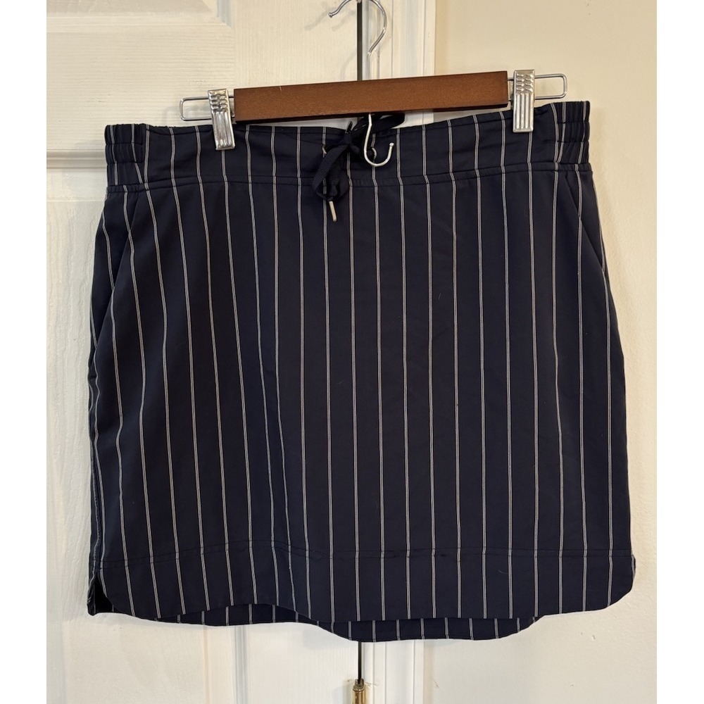 Athleta Skort Women's Sz 12‎ Tall Navy White Stripe Drawstring Waist   *Read**